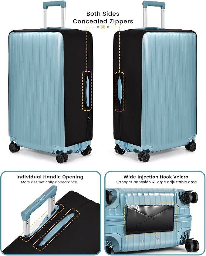Travelkin Clear Luggage Cover Protectors For Suitcase Transparent TPU Polyester Spandex Suitcase Cover Protector Fit 18-32 Inch Luggage