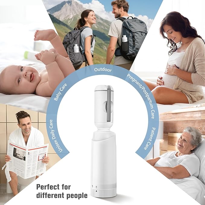 Upgrade SPACEREST Portable Bidet for Travel, No Noise & Waterproof Handheld Sprayer with 360ml Bottle, Rechargeable Electric Portable Bidet for Women & Men, Personal Hygiene & Postpartum Care