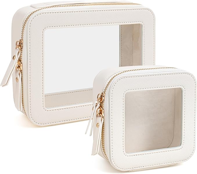 Travel Clear Makeup Bag Set, TSA Approved Cosmetic Bag Case with Zipper Portable Makeup Pouch Toiletry Bag Women Traveling Cosmetic Organizer Storage Bag Car Organizer Car Essentials for Women