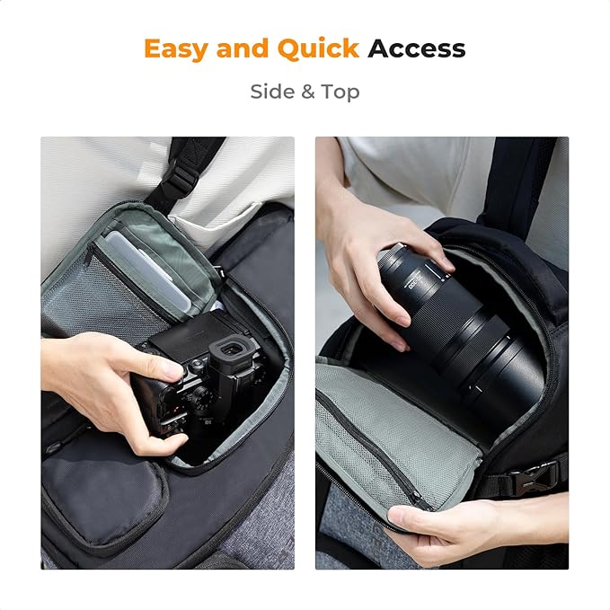 K&F CONCEPT Camera Backpack,25L Large Capacity Camera Bag for Photographers with Raincover and 15.6 Inch Laptop Compartment Compatible for Canon/Nikon/Sony/DJI Mavic Drone