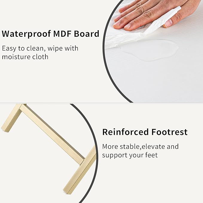 Foldable TV Trays, Small Folding Table, TV Trays Set of 2, TV Dinner Tray, Side Table for Bed, Couch, Portable Easy to Move, White & Gold