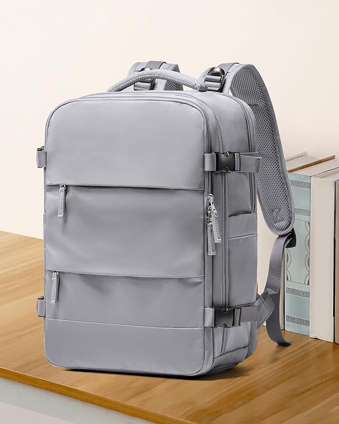 coowoz Travel Backpack For Women Men,Carry On Backpack,Hiking Backpack Waterproof Outdoor Sports Rucksack Casual Daypack Travel Essentials(Grey)