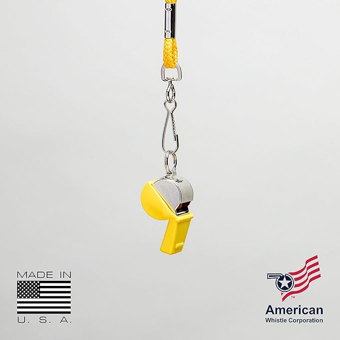American Whistle Corporation American Classic Whistle - 126 db Solid Brass Whistle with Paracord Lanyards and Safe-T-Tip - Made in America