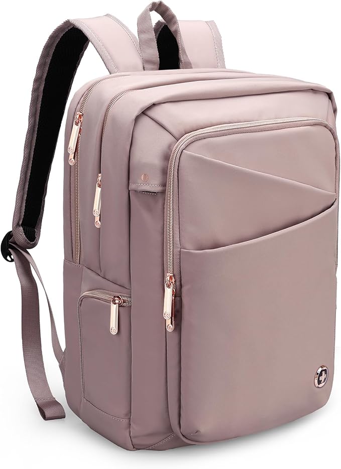 Swissdigital Design Laptop Backpack For Women,College Bookbags With USB Charging Port,Cute Computer Backpacks For Work Business,Pink | KATY ROSE