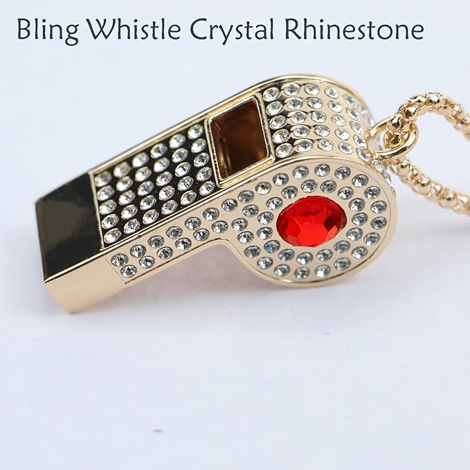 Whistle,Rhinestone Sports Whistle with Keychain for Coach/Referee/Training/Lifeguard/Teachers(Gold)
