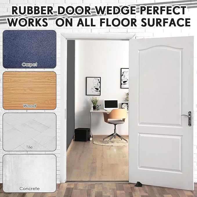 Frienda 12 Pcs Jumbo Door Stoppers Heavy Duty Door Stopper Tall up to 2inch Tall Wedge TPR Large Wedge Stackable Big Rubber Doorstop for Hotel Carpet Hardwood Concrete and Tile (Black)