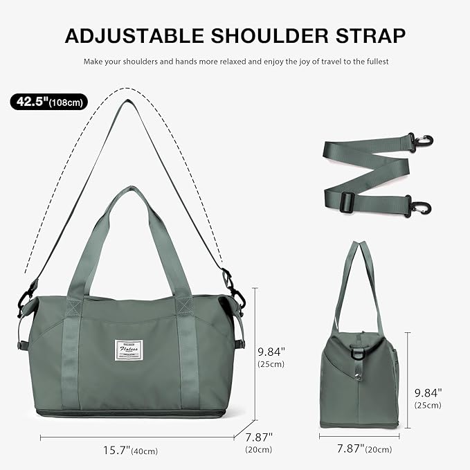 Travel Duffel Bag, Sports Tote Gym Bag, Shoulder Weekender Overnight Bag for Women
