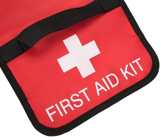 First Aid Bag Tote Empty Small First Aid Kit Bag Outdoor Travel Rescue Pouch First Responder Medicine Bag Pocket Container for Car Home Office Sport Outdoors (Red Foldable)