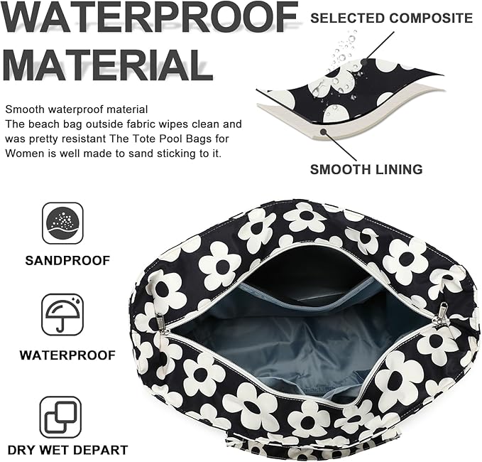 Waterproof Beach Tote Pool Bags for Women Ladies Extra Large Gym Tote Carry On Bag With Wet Compartment for Weekender Travel