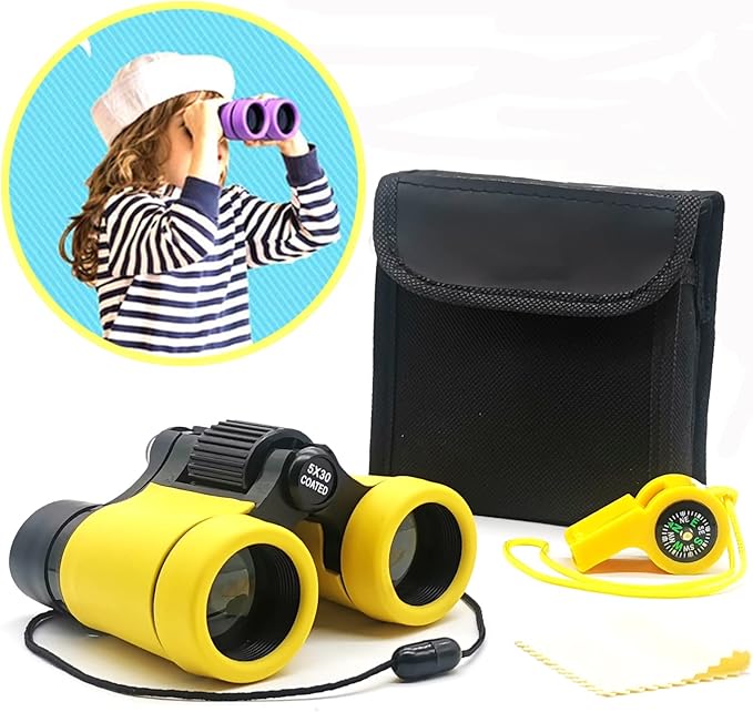 Kids Binoculars Best Gifts for 3-12 Years Boys Girls High-Resolution Optics Shockproof Mini Compact Binocuolar Toys Folding Small Telescope for Bird Watching Camping Outdoor Play