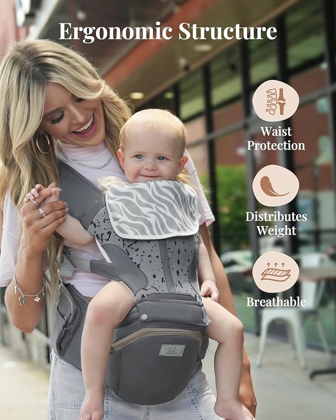MOMTORY Carryall™ Pro Baby Carrier, Safety-Certified 6-in-1 Baby Carrier Newborn to Toddler, Detachable Baby Holder Carrier with Hip Seat, Ergonomic Cozy Baby Front and Back Carrier for 7-50lbs