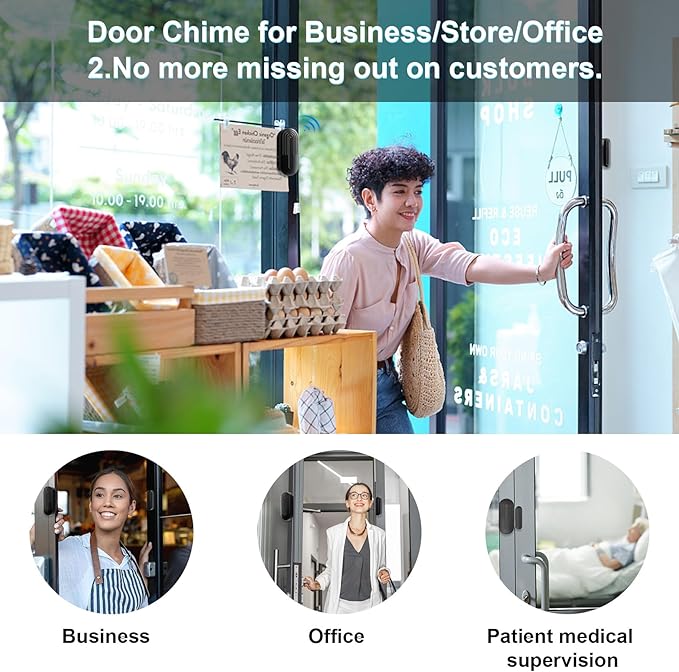 SanJie Door Chime, Wireless Door Chimes When Door Open Entry for Business/Home/Office/Store (500ft Range 26 Chimes Adjustable Volume)