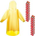 Bruvoalon 6 & 20 Pack Disposable Rain Ponchos for Adults/Youth, Waterproof PE Raincoats with Drawstring, Camping/Emergency