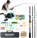 Fishing Pole Combo Set – Spinning & Baitcasting Travel Lure Rod Kit, Medium Power, X-Fast Action, 5'11"/6'11", 4/5-Piece Carbon Fiber Rod with Bag & Accessories
