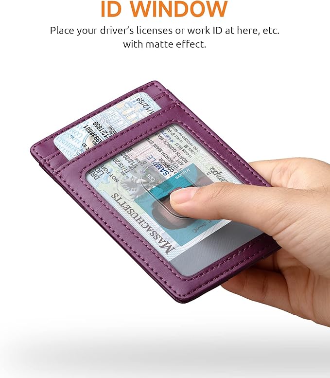 Buffway Mens Slim Wallet, Minimalist Thin Front Pocket Leather Credit Card Holder with RFID Blocking for Work Travel
