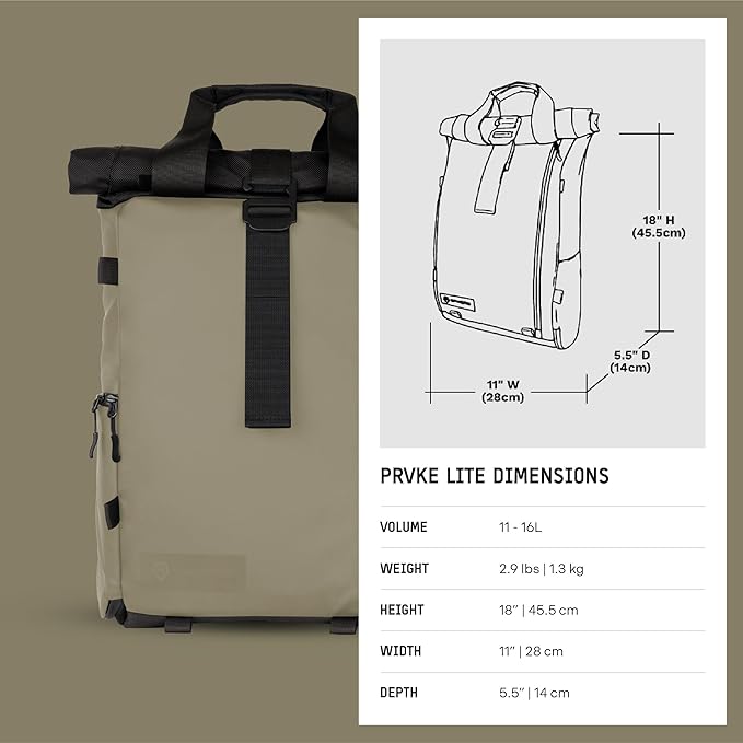 WANDRD PRVKE Lite: Weather-Resistant Travel & Camera Backpack with Laptop Sleeve, Quick Side Access, Clamshell Opening – Ideal Photography & Travel Bag