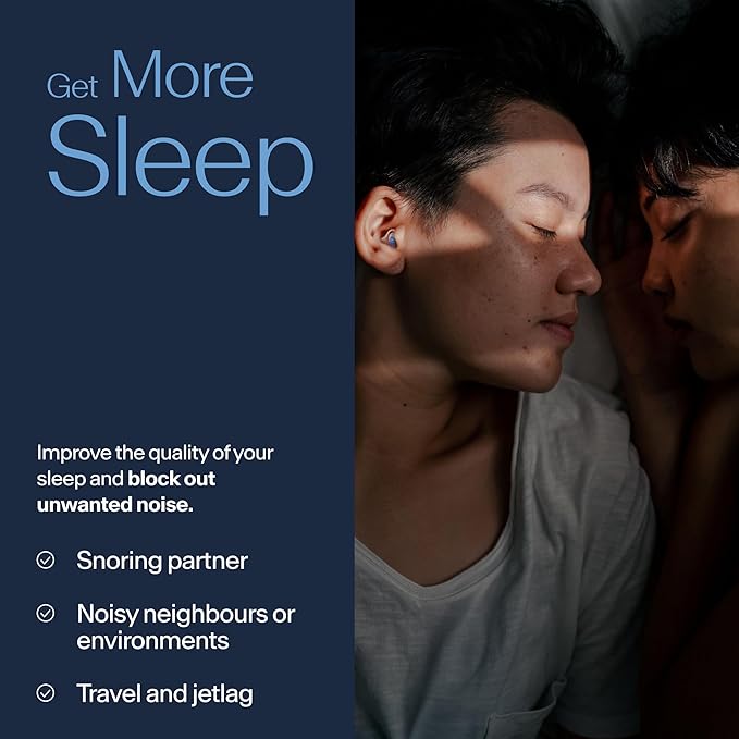 Alpine SleepDeep Multisize - Soft Ear Plugs for Sleeping and Concentration - New 3D Oval Shape and Noise Reducing Gel for Better Attenuation - 27dB - Ideal for Side Sleeper - 2-Pair Reusable: S + M/L