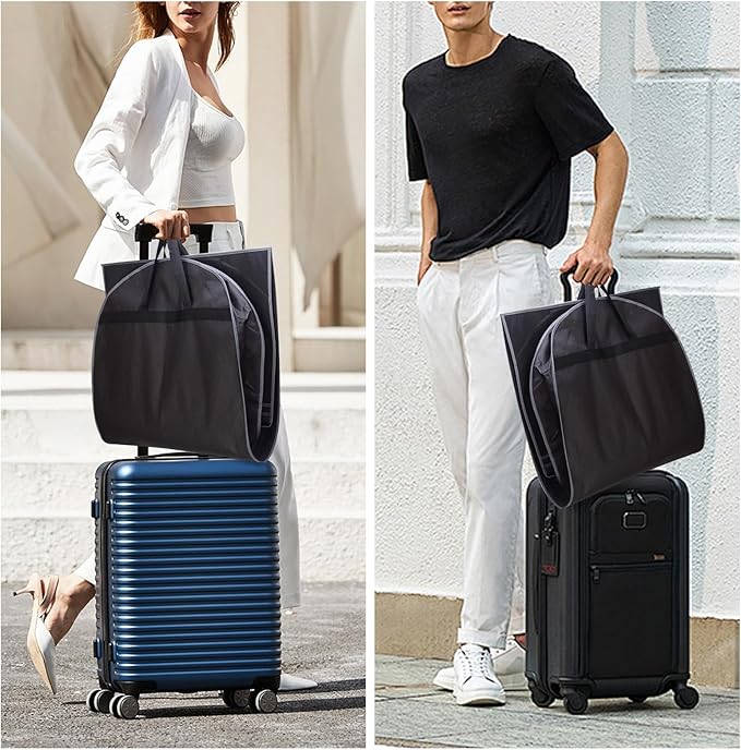 3 Pack 43" Garment Bags for Travel and Storage, Suit and Dress Bags with Duffle Design, Ideal for Hanging Clothes, Blazers, Dresses, Coats, and Wardrobes