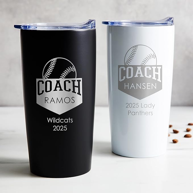 Lifetime Creations Custom Baseball Coach Tumbler: Gifts for Men, Coaches Presents Baseball, Baseball Coaches Gifts, Personalized Best Coach Thank You Gift Baseball (White 20 Ounce)