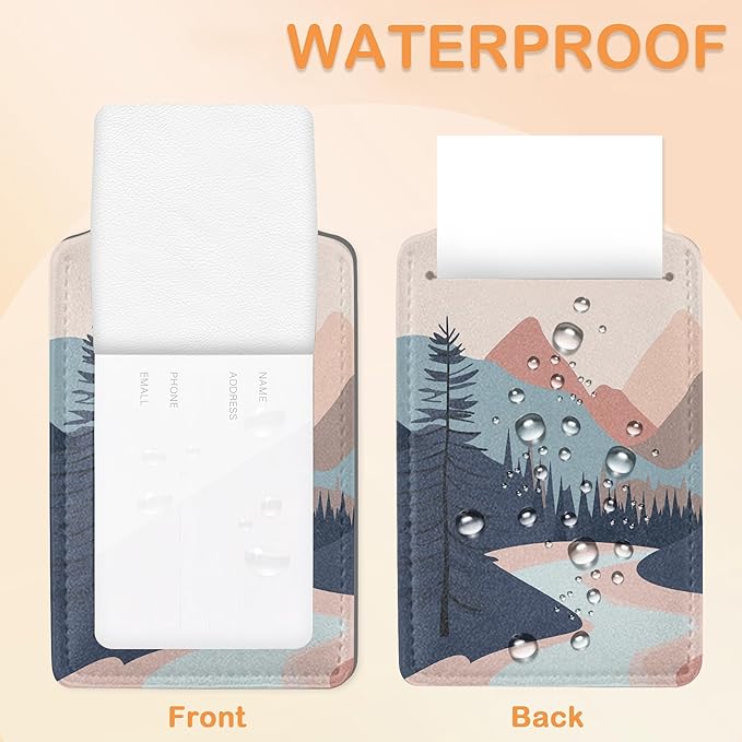 Mystic Wolf Sunset 3 Pack Luggage Tags for Suitcases, Minimalist Mountain River PU Leather Luggage Tag for Travel, Bag Tags with Privacy Name ID Card and Steel Loop for Women Men