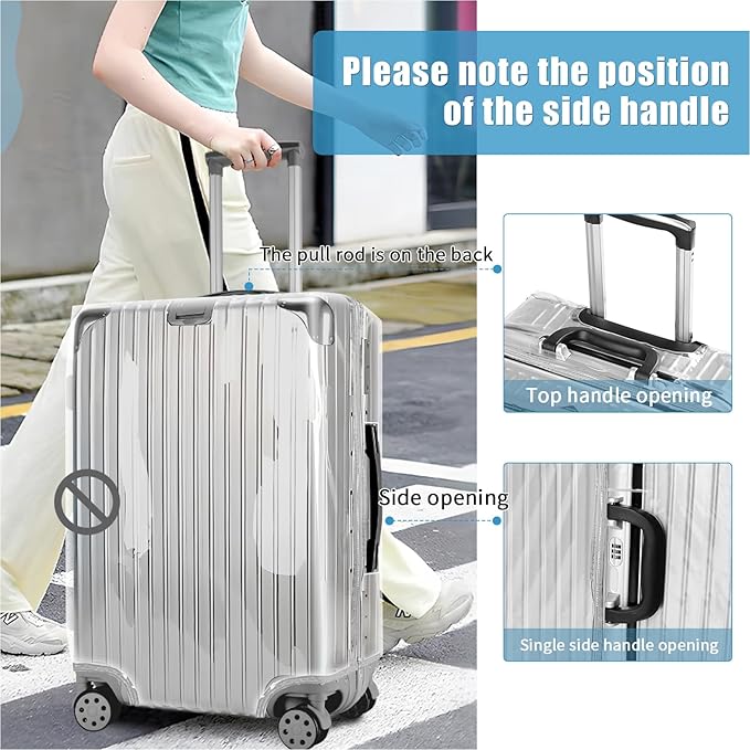 Yotako Upgraded Zippered Clear PVC Suitcase Cover, 24 Inch Luggage Covers for Suitcase Luggage Protector Cover 24''