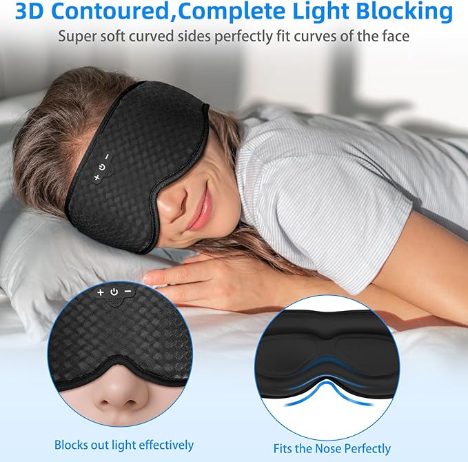 Sleeping Eye Mask with Headphones, Wireless Bluetooth 5.4 Sleep Mask for Men Women, Sleeping Headphones for Side Sleepers, Cool Gadgets Gifts