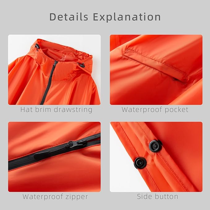 Cloak raincoat Unisex poncho Adult hooded men and women with pockets Mountaineering hiking rainstorm prevention