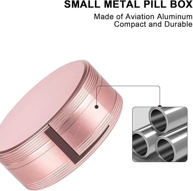 Metal Pill Box 3 Compartment - Waterproof Pill Container for Pocket or Purse, Portable Travel Pill Organizer Heavy Duty Daily Pill Case for Medication, Vitamin