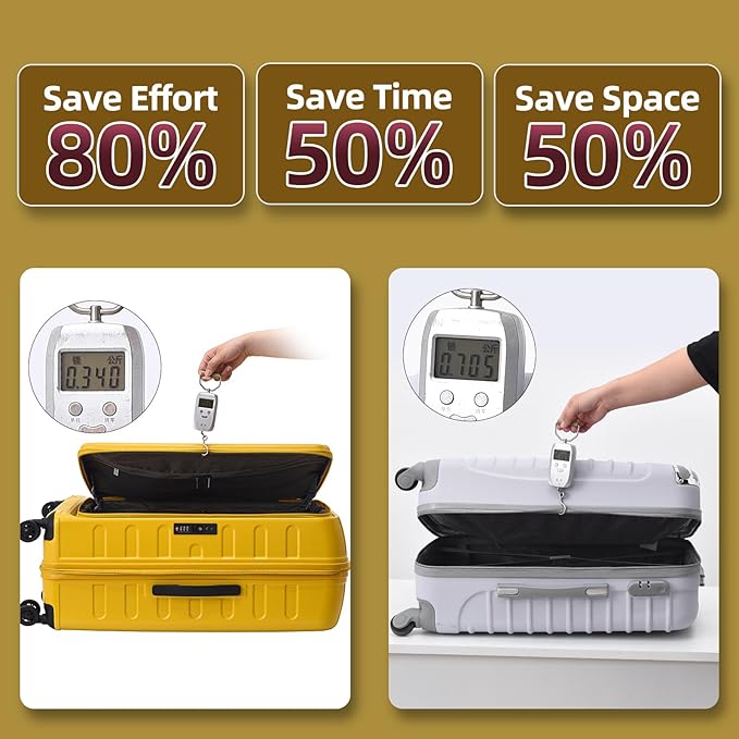 2 Pieces 19/29 Luggage Sets, 19 Inch Carry On Luggage with Front Pocket & 29 Inch Side Opening Suitcase, Ligthweight ABS+PC Hardshell, TSA Lock & YKK Zipper with HINOMOTO 360° Wheels, Yellow