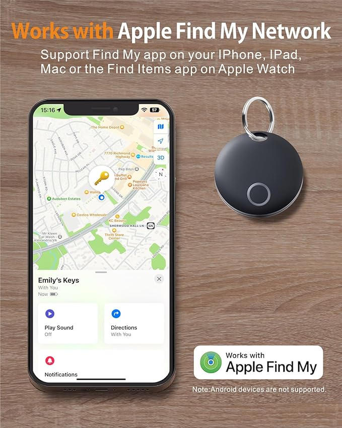 Reyke Smart Tag, Bluetooth Luggage Tracker, Works with Apple Find My (iOS Only), Item Locator for Key, Luggage, Backpack, Wallet, IP67 Waterproof, 4 Pack, Black+White