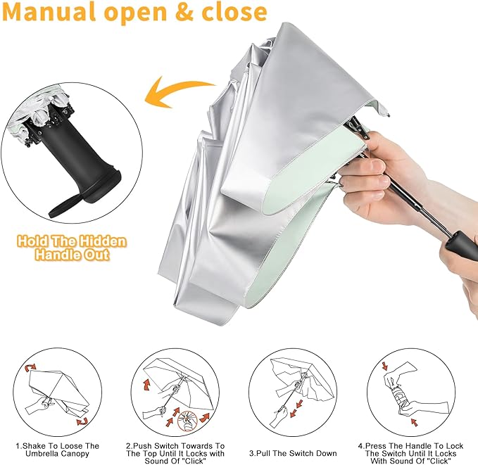 Mini Travel Umbrella - UPF 50+ Sun Protection Compact Manual Open Small Sun Umbrella