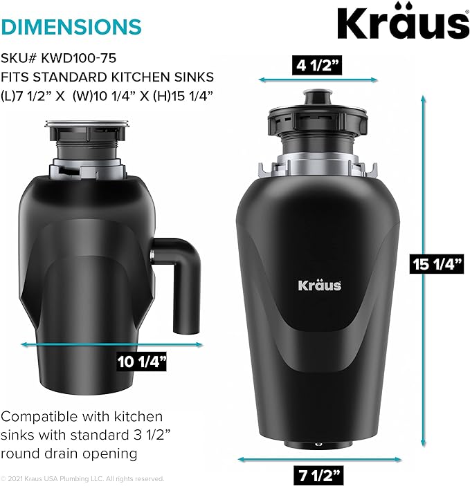 KRAUS Kore Workstation 32-inch Undermount 16 Gauge Stainless Kitchen Sink, Single Bowl Kitchen Sink with 3/4 HP Garbage Disposal, KWU110-32-100-75MB