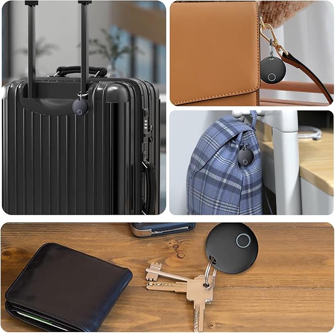 Air Tracker Tags 4 Pack Luggage Tracker Works with Find My (iOS only), Key Tracker, Wallet, Suitcase,Bicycle and More, Replaceable Battery, IP67 Waterproof