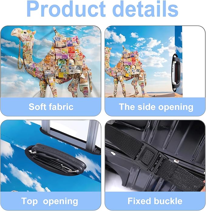 Camel Luggage Cover Washable Suitcase Protector Anti-Scratch,Stretchable Fit for 20-34Inch Luggage Durable Travel Bag Cover with Zipper Closure (XL(32-34inch suitcase))