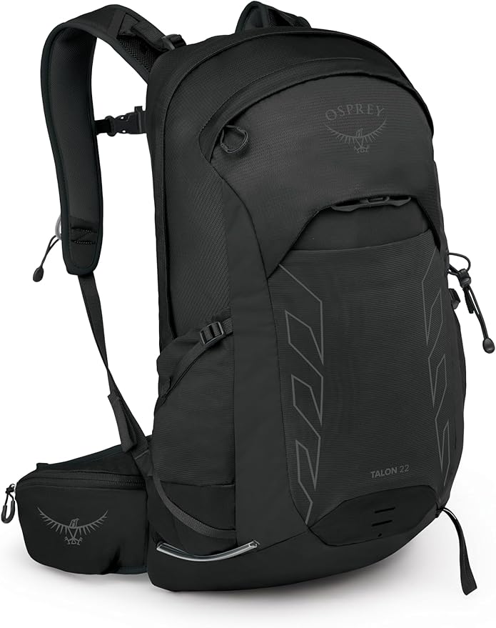 Osprey Talon 22L Men's Lightweight Hiking Backpack with Hipbelt, Black/Coal Grey