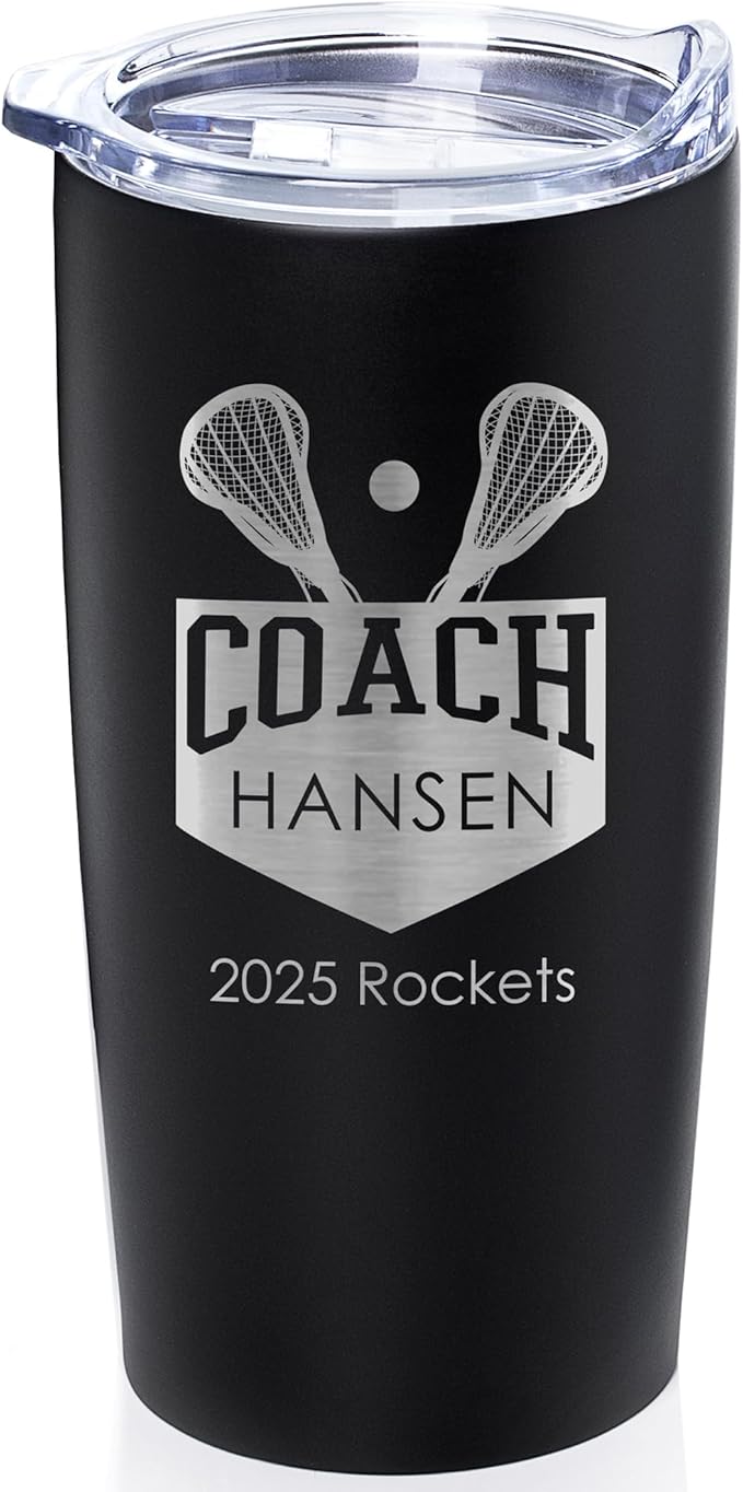 Lifetime Creations Custom Lacrosse Coach Tumbler - Lacrosse Coach Gifts for Men, Best Coach, Thank You Coaches, Lacrosse Senior Night Gifts (Matte Black 20 Ounce Cup)