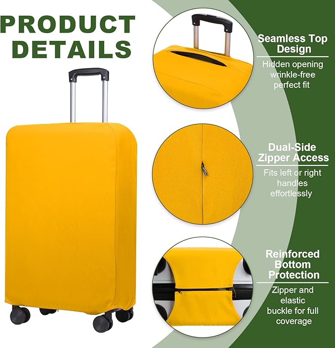 PATIKIL Luggage Cover, Suitcases Covers Elastic Carry on Cover Protector Washable Scratch-Resistant Fits 28-29 Inch Luggage for Travel Business Trips, Yellow