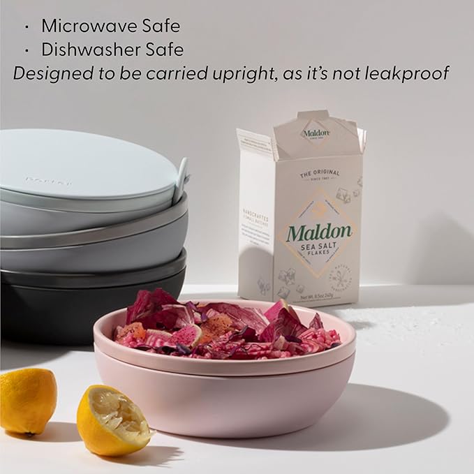W&P Porter Ceramic Bowl Lunch Container w/ Protective Non-slip Exterior, Mint 1 Liter | Lid & Snap-tight Silicone Strap | Food Storage, Bento Box, Meal Prep | BPA-Free Ceramic