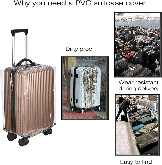FABUWAY PVC Suitcase Cover - Clear, Transparent, Waterproof & Dustproof - 30"
