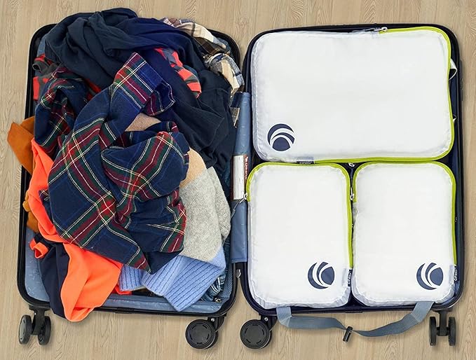 Cipway Compression Packing Cubes Set, Ultralight Expandable Travel Packing Organizers for Carry on Luggage (White 3pcs)