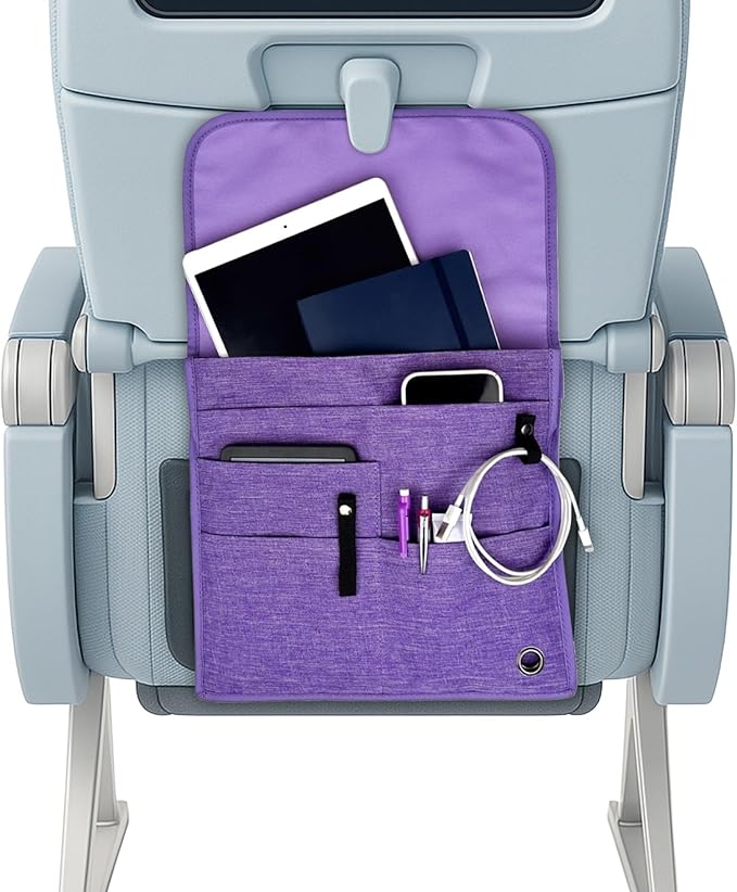 SO~MINE Airplane Pocket Organizer | Tray Table Cover | In Flight Seat Back Organizer Bag | Commuter Essential Travel Bag | Media Pouch For Flying | Travel Gift | Attaches To Luggage