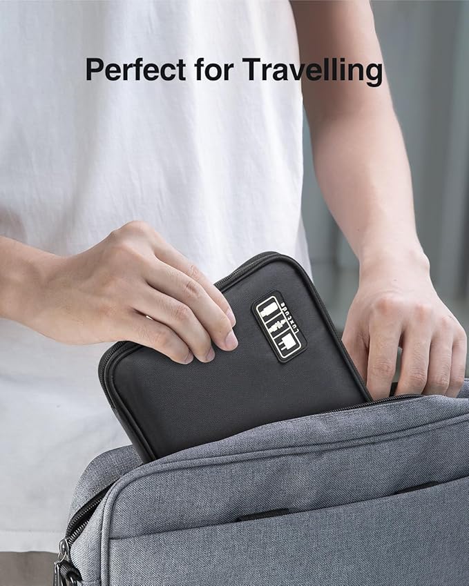 Luxtude Electronics Organizer Travel Case, Cable Organizer Bag, Portable Cord Organizer Travel, Travel Case for Chargers and Cords, Tech Bag, Flying Trip Essentials for Cable Storage/Tech Storage