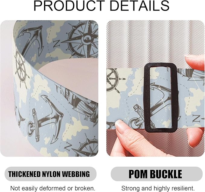 2 Pack Luggage Straps, Adjustable Cute Printing with Combination Lock Luggage Straps for Women Men Travel School Business Trips-Sailing