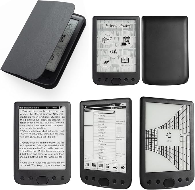 Yoidesu 6 Inch E Reader Digital Reader Electronic Book Reader with 800x600 High Resolution Screen Multifunctional Navigation Buttons for PDF EPUB TXT DOC FB2 MOBI (8G)