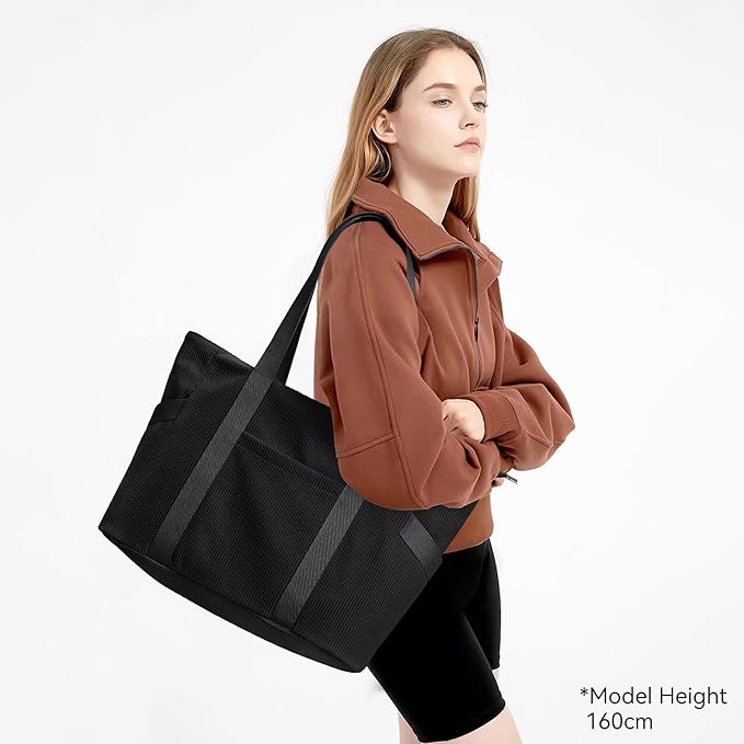 Tote Bag for Women with Zipper, Travel Tote Bags with Compartments Large Shoulder Bag Handbag for Gym Work School