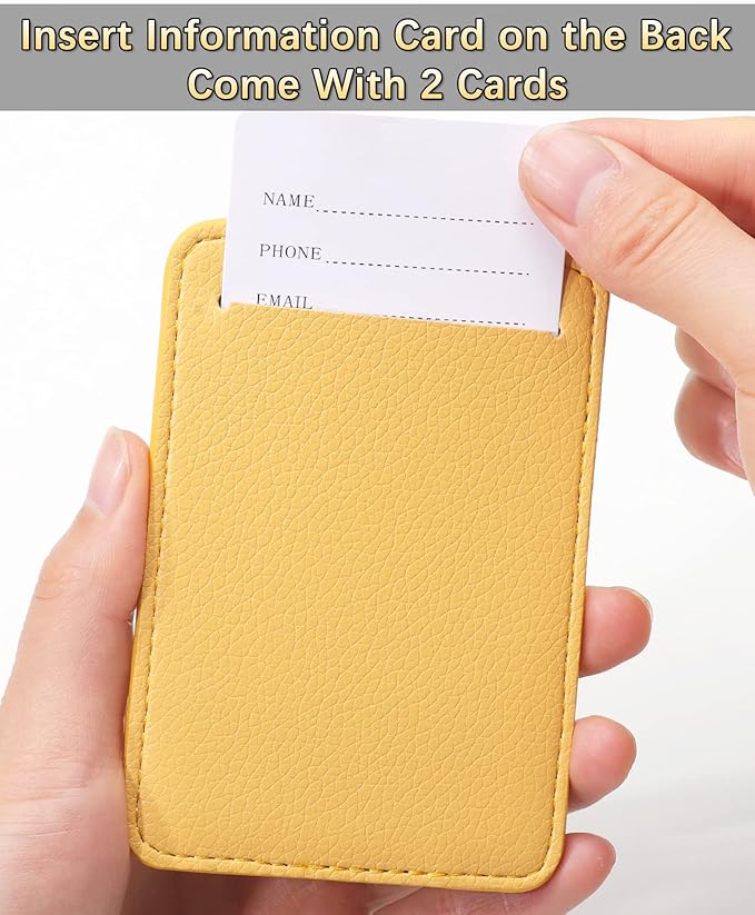 Teskyer Luggage Tags, 3 Pack Premium PU Leather Luggage Tags for Suitcases, Privacy Protection Travel Bag Tags, Lichee Yellow