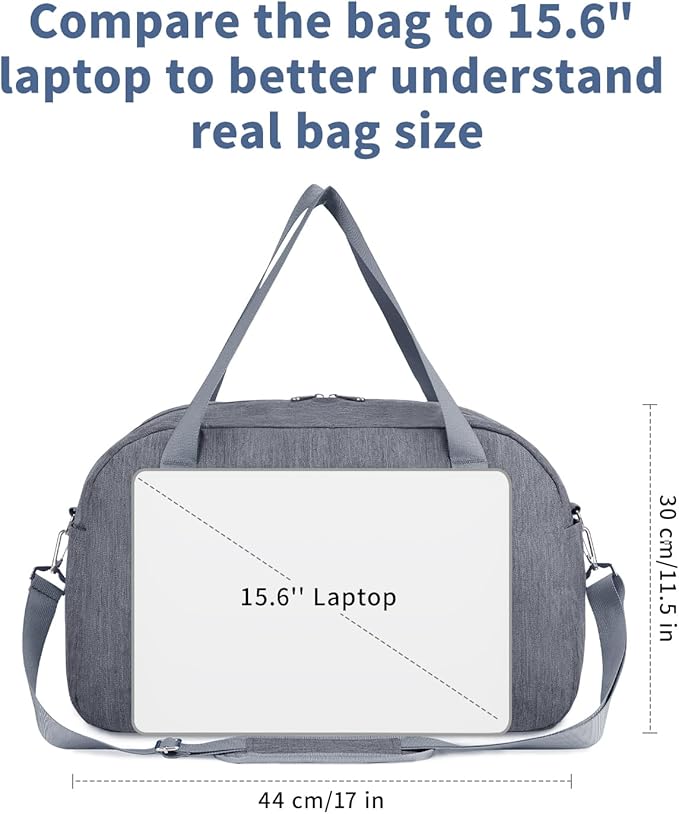 Narwey For Spirit Airlines Personal Item Bag 18x14x8, Small Duffle Bag for Travel, Duffel Bag for Traveling, Carry on Bag for Airplanes Underseat Overnight for Women and Men (Grey)