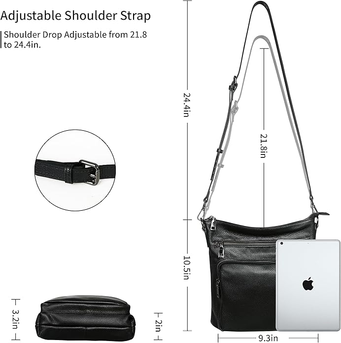 HESHE Crossbody Bags for Women Leather Handbags Designer Shoulder Purse with Pockets Satchel Purse Travel Bag