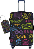 Trip Colored Graffiti Travel-Life Style Luggage Cover Washable Suitcase Protector, Luggage Tag Travel Birthday Gifts For Men Women(M 22-25 Inch Luggage)
