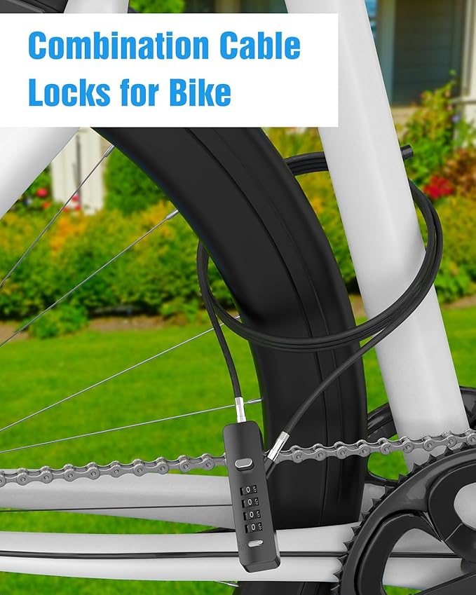 Combination Lock, 4-Digit Steel Cable Locks with Code, Locks for Lockers with 3 Lengths Cables for Bikes, File Cabinets, Wardrobes, Small Fences, Refrigerator Door (Gray-2pcs)